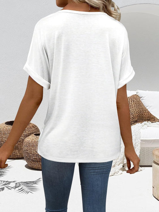 T Shirts Short Sleeve V Neck Tees Womens Tops Beach Vacation Fashion Clothes 2025 Casual Summer Spring Fall Outfits