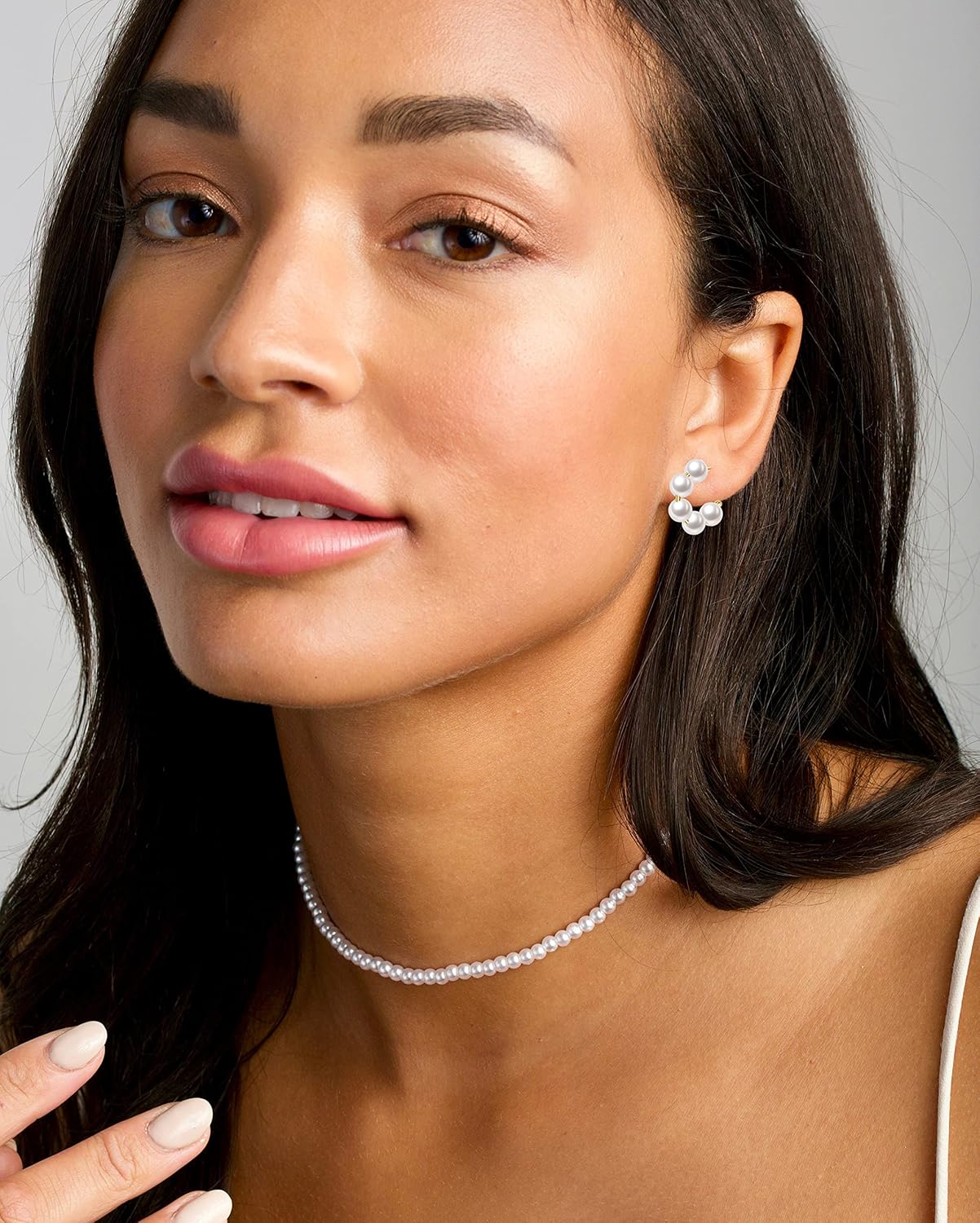 Pearl Hoop Earrings for Women Small Pearl Hoop Earrings Gold Plated Lightweight Open Large Circle Round Pearl Earrings Jewelry Birthday Gift for Women