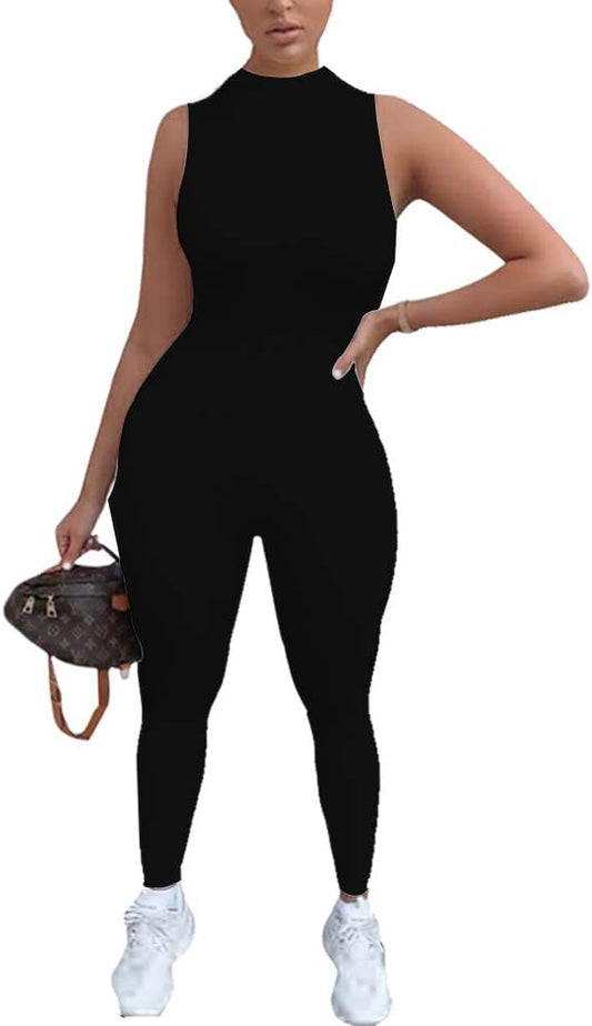 LuFeng Women's Sexy Sleeveless Zipper Bodycon Party Club Long Rompers Jumpsuit