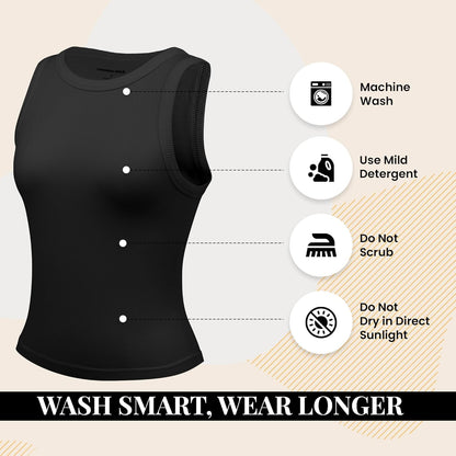 3 Pack Stretch Tank Tops for Women, Ribbed Crew Neck Womens Workout Yoga Tops (Available in Plus)