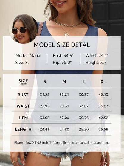 Womens Tank Tops V Neck Ruched Shirts Casual Summer Sleeveless Tops for Women Loose Fit Drawstring Tie Side