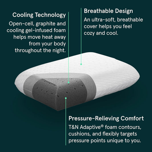 Tuft & Needle Premium Pillow, Standard Size with T&N Adaptive Foam, Sleeps Cooler & More Supportive Than Memory Foam Pillows, CertiPUR-US and Greenguard Gold Certified, 3-Year True Warranty,White