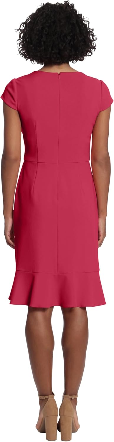 London Times Women's Dresses Feminine Ageless Surplice V-Neck Faux Wrap Ruffle Dress Office Event Shower Guest of