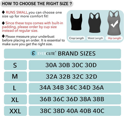Evercute 1/2/3 Pack Workout Tank Tops for Women with Built in Bra Racerback Yoga Sleeveless Top Camisole Athletic Gym Tops