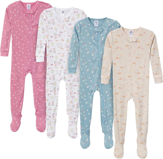 Gerber Baby-Girls 4-Pack Footed Pajamas