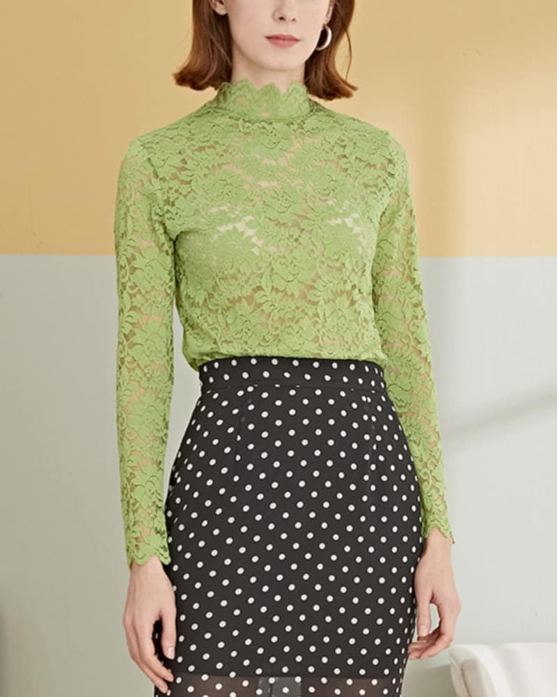 Women Floral Summer Lace Top Eyelash Trim Sexy Long Sleeves Plus Size Casual Dressy Shirt with Camisole Two Piece