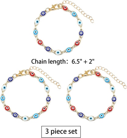Dainty Evil Eye Bracelets for Women,Gold Evil Eye Chain Bracelet for Women