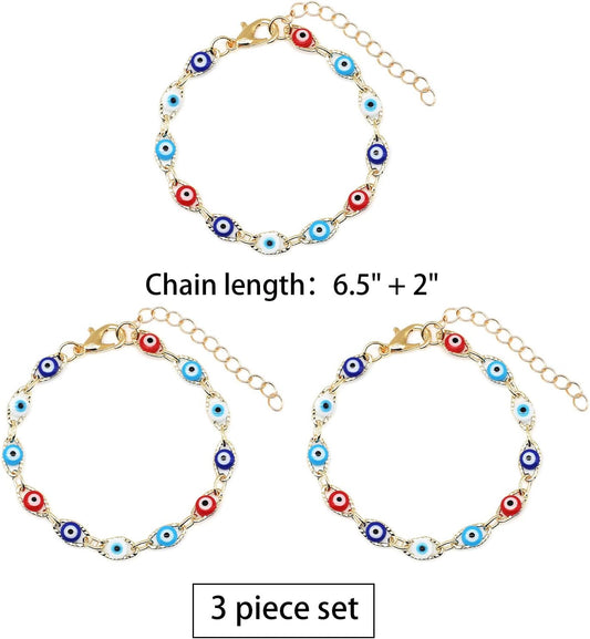 Dainty Evil Eye Bracelets for Women,Gold Evil Eye Chain Bracelet for Women