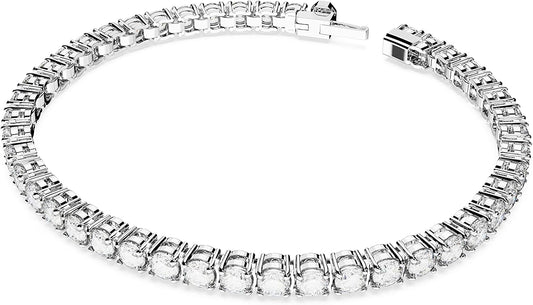 Swarovski Matrix Tennis Bracelet, Round Cut Crystals, Pink, Blue, Black, Clear, Rhodium, Gold-Tone and Rose Gold-Tone Finishes