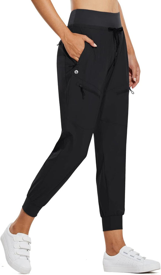 baleaf Women's Joggers Lightweight Hiking Pants High Waist 5 Zipper Pockets Quick Dry Travel Athletic UPF50+