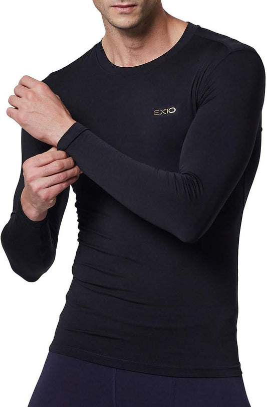 EXIO Mens Compression Baselayer Top Cool Dry Long & Short Sleeve Workout Shirt