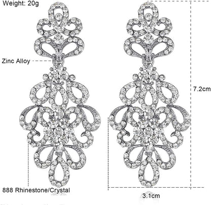 mecresh Wedding Teardrop Dangle Earrings Crystal Rhinestone Beaded Chandelier Earrings for Brides Gold