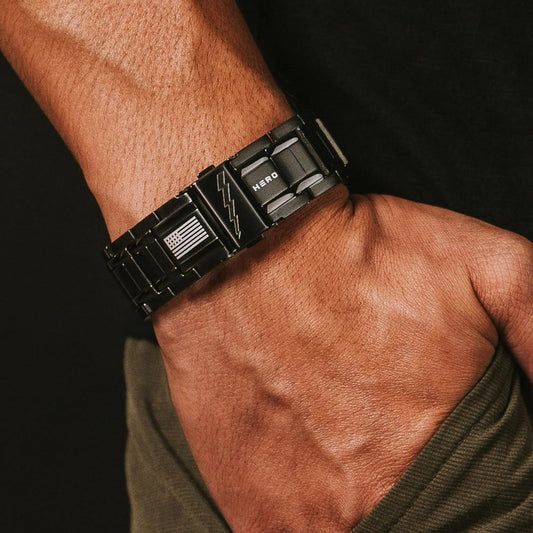 Hero Company Titanium Magnetic Bracelet - Abrams Thunderbolt Tank Magnetic Therapy Bracelet with Link Removal Tool