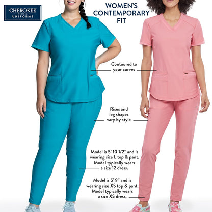 Cherokee Women's Medical Scrub Jogger Pant Mid Rise with 7 Pockets and Knit Waistband and Interior Elastic - CK011