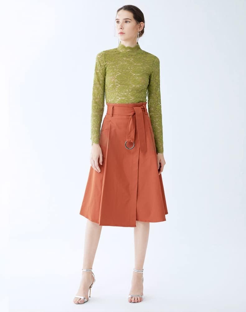 Women Floral Summer Lace Top Eyelash Trim Sexy Long Sleeves Plus Size Casual Dressy Shirt with Camisole Two Piece