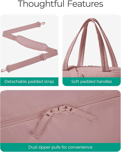 BAGSMART Gym Bag for Women with Toiletry Pouch, Lightweight Weekender Bags for Women with Wet Pocket, 31L Travel Duffle Carry On Bag, Weekender Overnight Bag for Travel,Water Resistant,Dark Pink