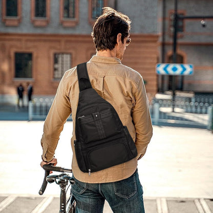 Crossbody Lunch Backpack, Double Deck Large Insulated Lunch Box for Men Women Adult, Leakproof Lunchbox with Side Pokets for iPad, Small Cooler Bag for Work Office Hiking Beach Picnic, Black