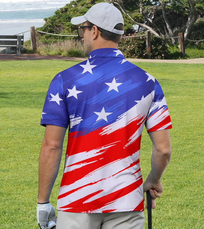 uideazone Mens Golf Shirt Dry Fit Athletic Polo Shirts Moisture Wicking Performance 3D Print Short Sleeve