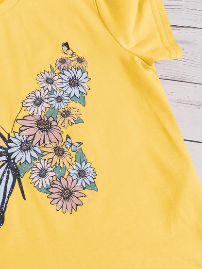 OYOANGLE Girl's Cute Graphic Casual Round Neck Short Sleeve Tee Shirt Tops