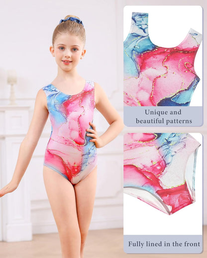 TUONROAD Gymnastics Leotards for Big Girls Size 10 Girls' Pink Blue Glitter Activewear with Cover Short for Age 11 Youth Girl's Gym Unitards Size 8 10 Girl Tumbling Outfits for Gymnastics,10 11 Years