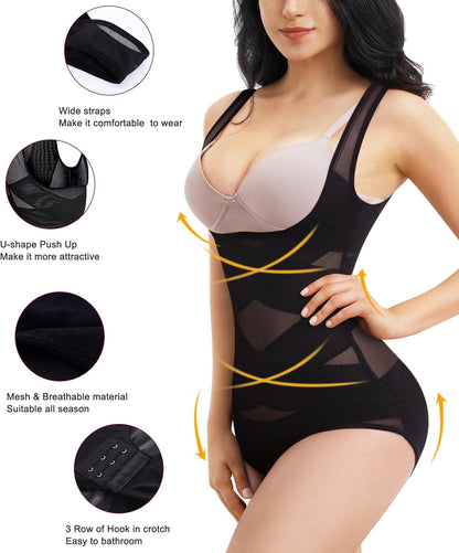 REYEOGO Shapewear Bodysuit for Women Tummy Control Butt Lifter Panty Hi-Waist Trainer Stomach Body Shaper Slimming Girdles