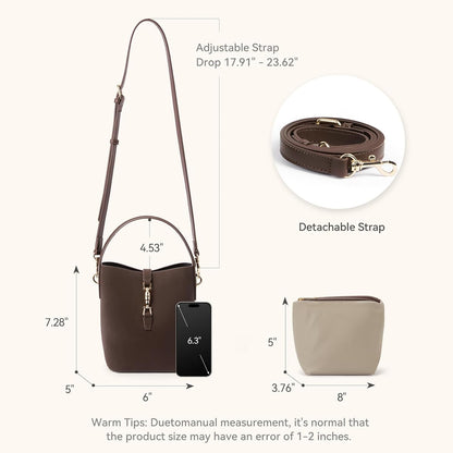 BOSTANTEN Small Bucket Bag for Women Crossbody Bags Trendy Vegan Leather Shoulder Purses Designer Ladies Handbags