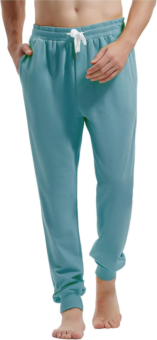 AMY COULEE Men's Casual Joggers Cotton Sweatpants Workout Athletic Pants with Pockets Drawstring Gym Running Pants