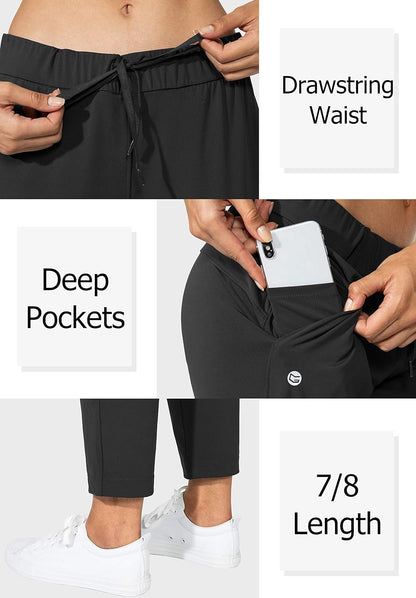 G Gradual Women's Pants with Deep Pockets 7/8 Stretch Ankle Sweatpants for Golf, Athletic, Lounge, Travel, Work