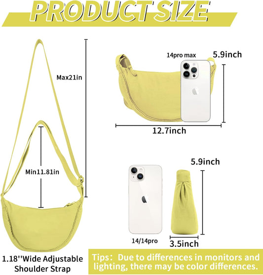 Nylon Crescent Crossbody Bag for Women Purses Trendy Men,Small Travel Sling Bag Hobo