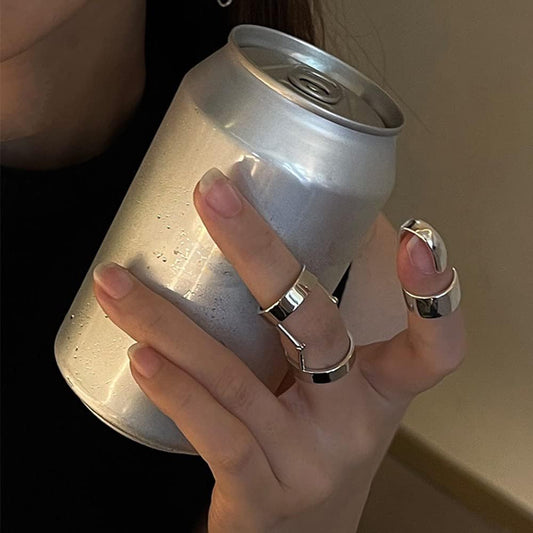 Personalized Double Hinged Loop Activity Rings for Women Men Punk Gothic Statement Knuckle Joint Flexible Bending Stackable Middle Tial Finger Ring Fashion Minimalist Jewelry BFF Birthday Gifts