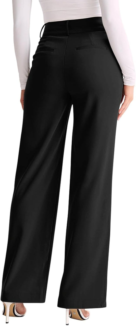NIMIN High Waisted Work Pants for Women Wide Leg Dressy Pants Business Casual Trousers 2025 Summer Slacks with Pockets