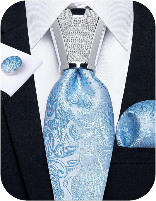 DiBanGu 4PCS Ties for Men Wedding Jacquard Woven Mens Silk Tie and Pocket Square Set Tie Accessories for Men Necktie