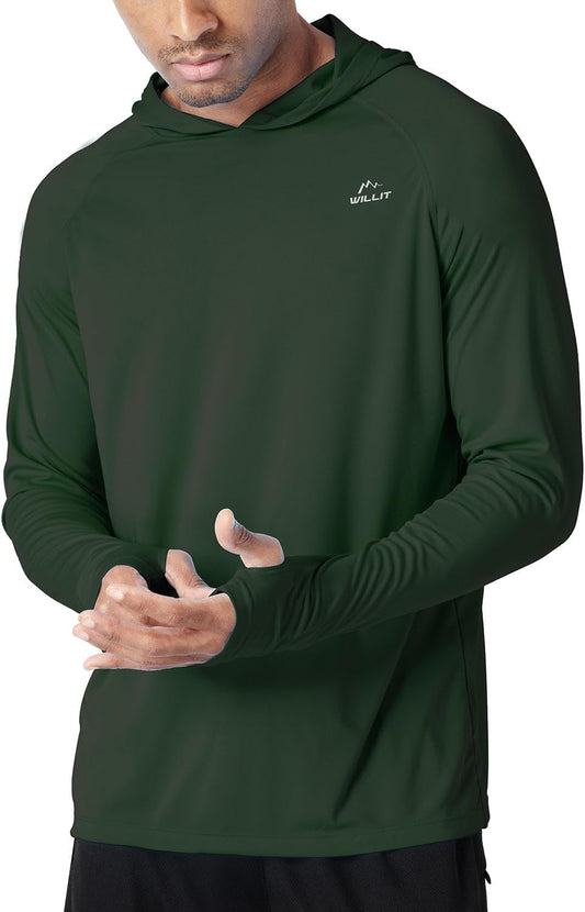 Willit Men's Sun Shirts UPF 50+ Rash Guard Long Sleeve Sun Protection Hoodie SPF UV Fishing Lightweight Athletic Running