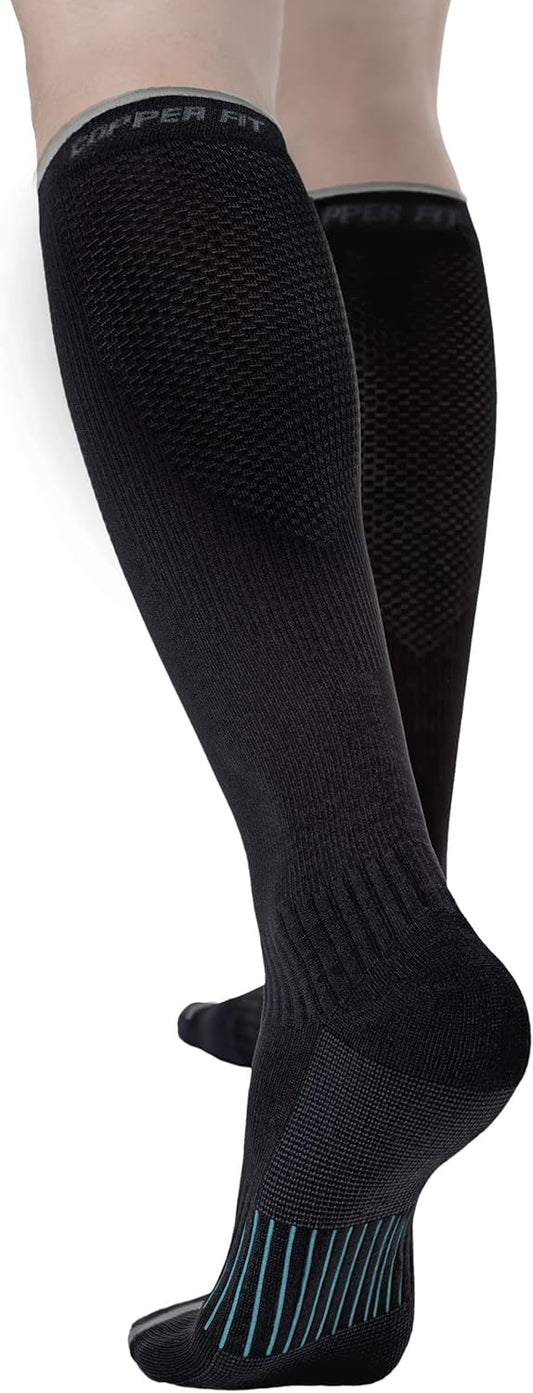 Copper Fit womens Ice Menthol Infused Compression Socks, Black, Small-Medium US