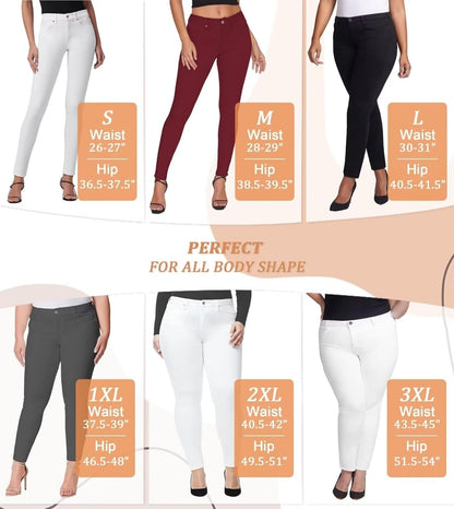 Hybrid & Company Womens Hyper Ultra Stretch Comfy Skinny Leg Work Casual Pants
