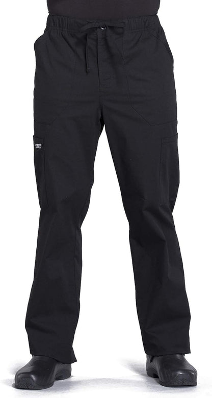Cherokee Men's Scrub Pant Tapered Leg Fly Front Cargo Pant with 5 Pockets WW190
