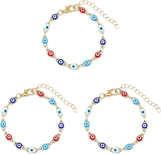 Dainty Evil Eye Bracelets for Women,Gold Evil Eye Chain Bracelet for Women