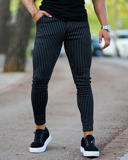 GINGTTO Mens Chino Pants Slim Fit Stretch Pinstripe Pants Men Dress