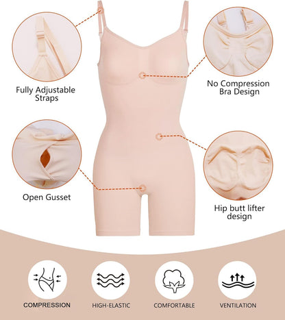 SHAPERX Women's Shapewear Bodysuit Tummy Control Body Shaper Seamless Sculpting Snatched Waist Body Suit