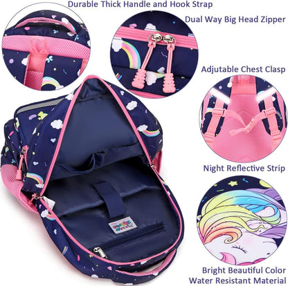 Meisohua Girls School Backpack Set Unicorn Backpack Lightweight Kids School Bookbag Girls Casual Daypack