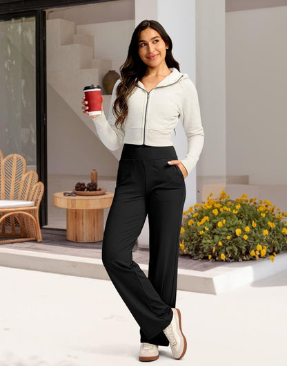 G Gradual Women's Yoga Pants Wide Leg wiht Pockets High Waist Stretch Loose Casual Lounge Sweatpants Petite/Regular/Tall