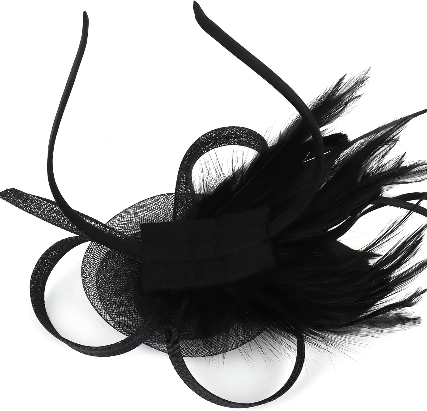 AMCAMI Fascinators Hats with Feather for Women 2025 Derby Hats Tea Party Hat with Headband and Clip