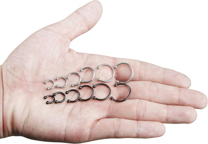ORAZIO 12Pcs 14-16G Stainless Steel Nose Rings Septum Piercing Cartilage Horseshoe Earring Body Piercing 6MM-16MM