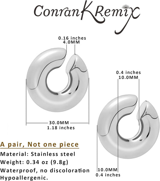 Chunky Gold Ear Cuffs Earrings for Women Non Piercing Gold Plated Stainless Steel Cuff Clip On Cartilage Hoop Lightweight Earrings Non-tarnish 1 Pairs