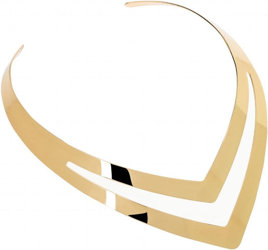 Jerollin Women Stainless Steel Silver Statement Necklace Open African Jewelry Necklace