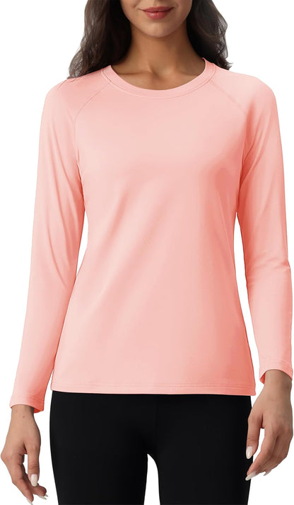 MAGCOMSEN Women's Thermal Shirts Fleece Lined Undershirt Long Sleeve Tops Warm Workout Winter Base Layer