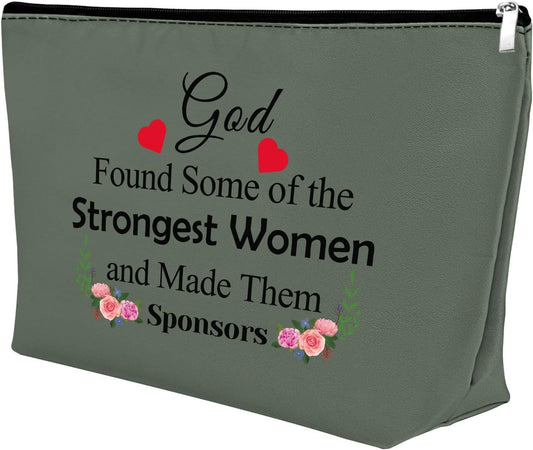 Sponsor Gift for Women Makeup Bag Sponsor Appreciation Gift AA NA Addiction Recovery Gift Cosmetic Bag Confirmation Sponsor Gift Sponsor Thank You Gift Alcoholics Anonymous Gift Sobriety Gift（Gray）