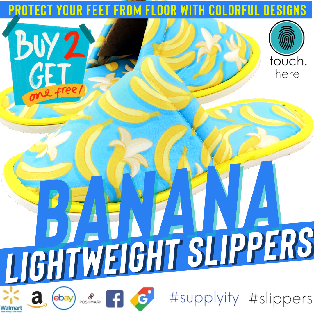 Chochili Men Banana Home Slippers Blue Yellow Lightweight Silent Walk Size 8 to 10