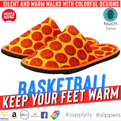 Chochili Men Basketball Home Slippers Red and Orange Lightweight Silent Walk Size 8 to 10