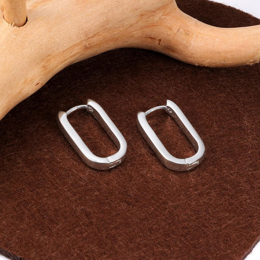 925 Sterling Silver Hoop Earrings for Women Small Square Hypoallergenic 14K Gold Plated Hoop Earrings Geometric Minimalist Rectangle Hoops
